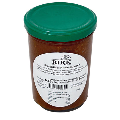 Schwarzwälder Metzgerei Birk  Renchtäler Rindergulasch nach Traditionsrezept