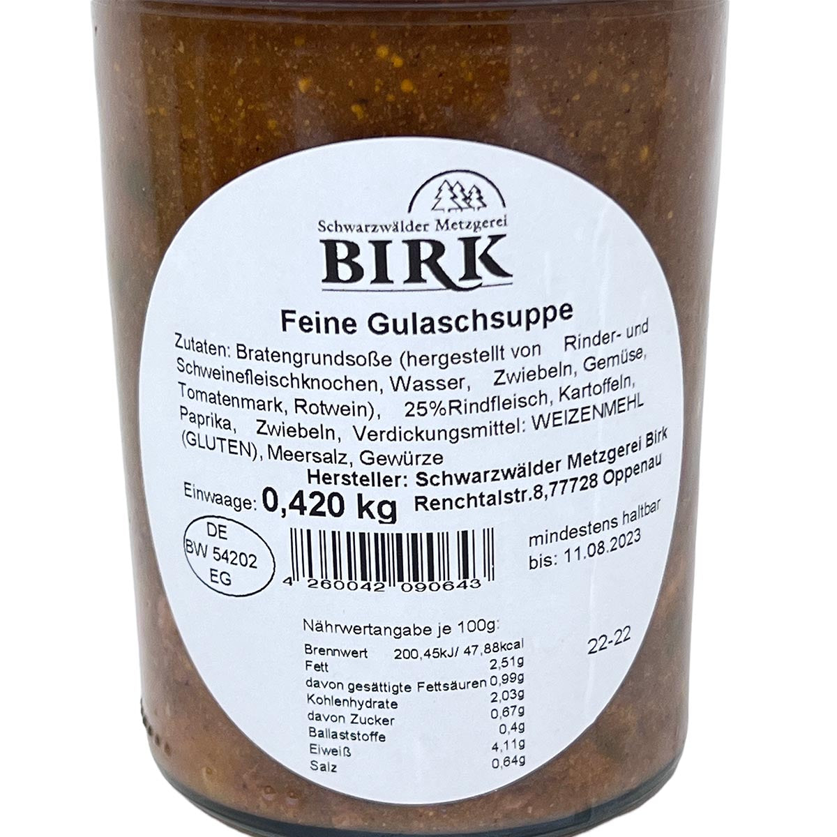 Schwarzwälder Metzgerei Birk  Feine Gulaschsuppe nach Traditionsrezept  420 Gramm