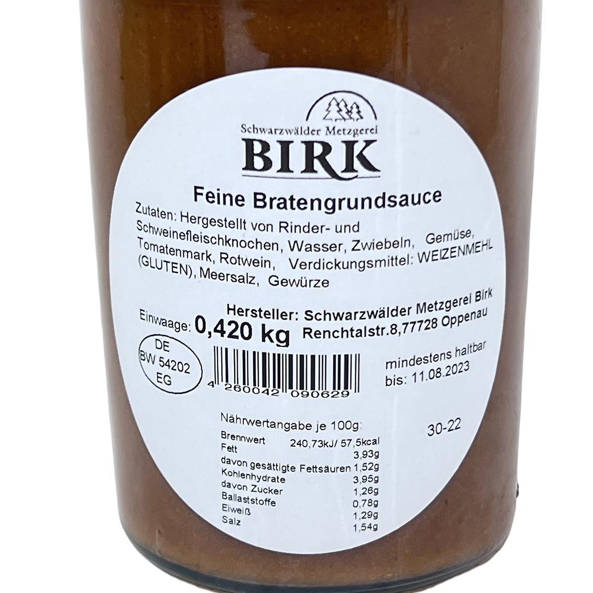 Schwarzwälder Metzgerei Birk Fertiggericht Feine Bratengrundsauce nach Traditionsrezept 420 Gramm