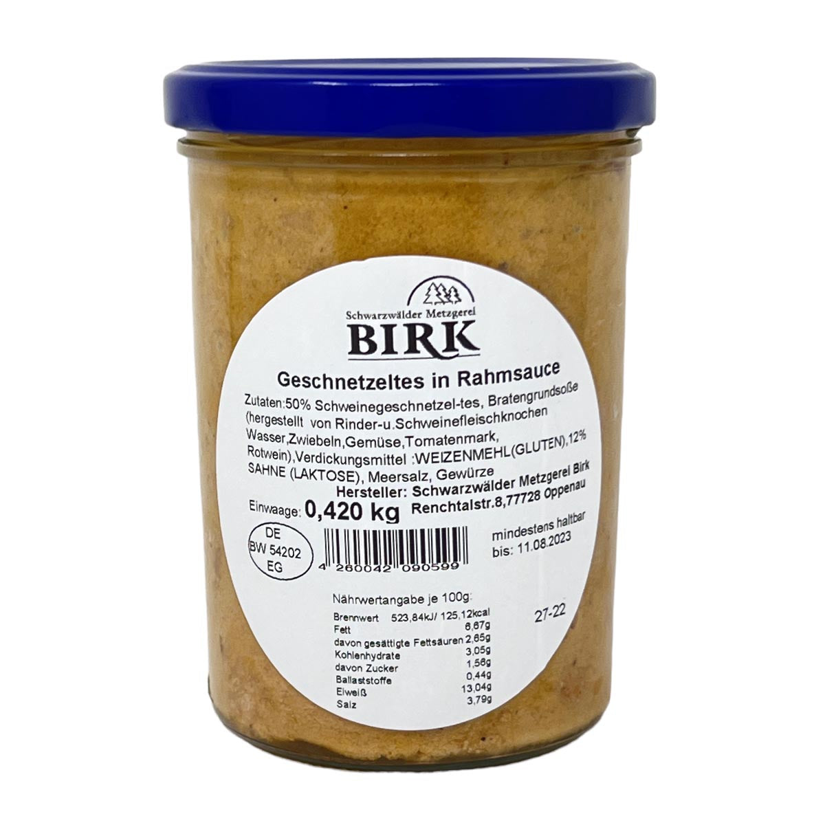 Schwarzwälder Metzgerei Birk  Geschnetzeltes in Rahmsoße nach Traditionsrezept