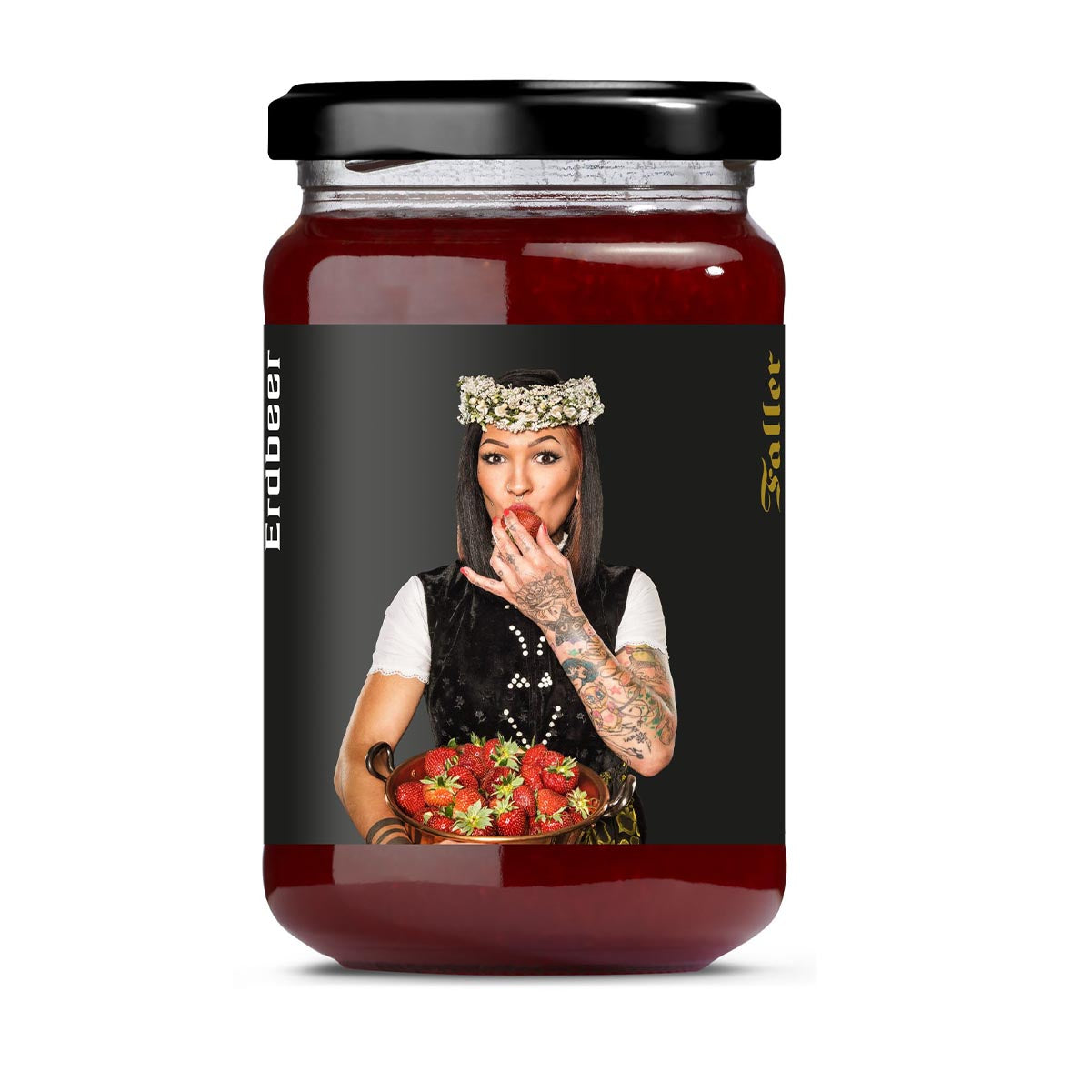 Motiv Konfitüre Schwarzwald Tracht Faller Erdbeerkonfitüre hausgemacht!  330g