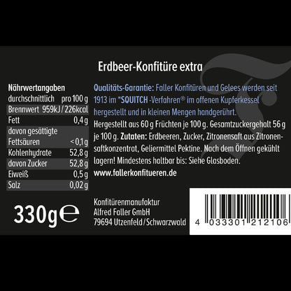 Motiv Konfitüre Schwarzwald Tracht Faller Erdbeerkonfitüre hausgemacht!  330g