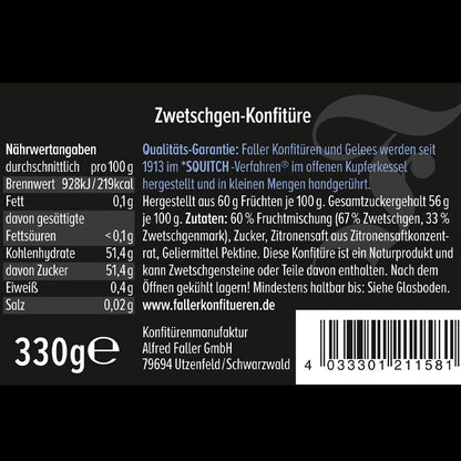 Motiv Konfitüre: Schwarzwald Tracht Faller Zwetschgen Konfitüre - hausgemacht!