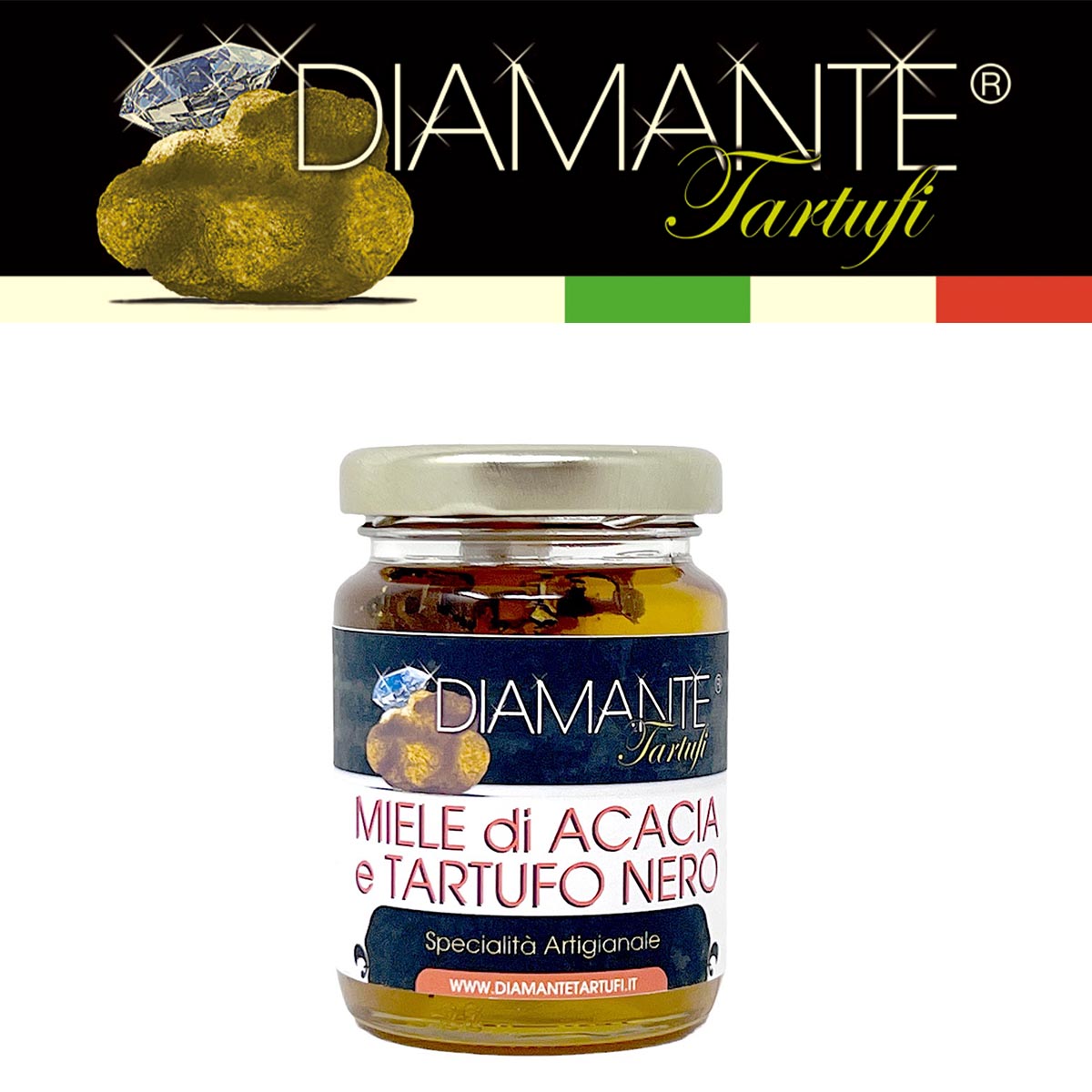DIAMANTE TARTUFI Akazienhonig mit Schwarzem Trüffel, Gourmet Qualität