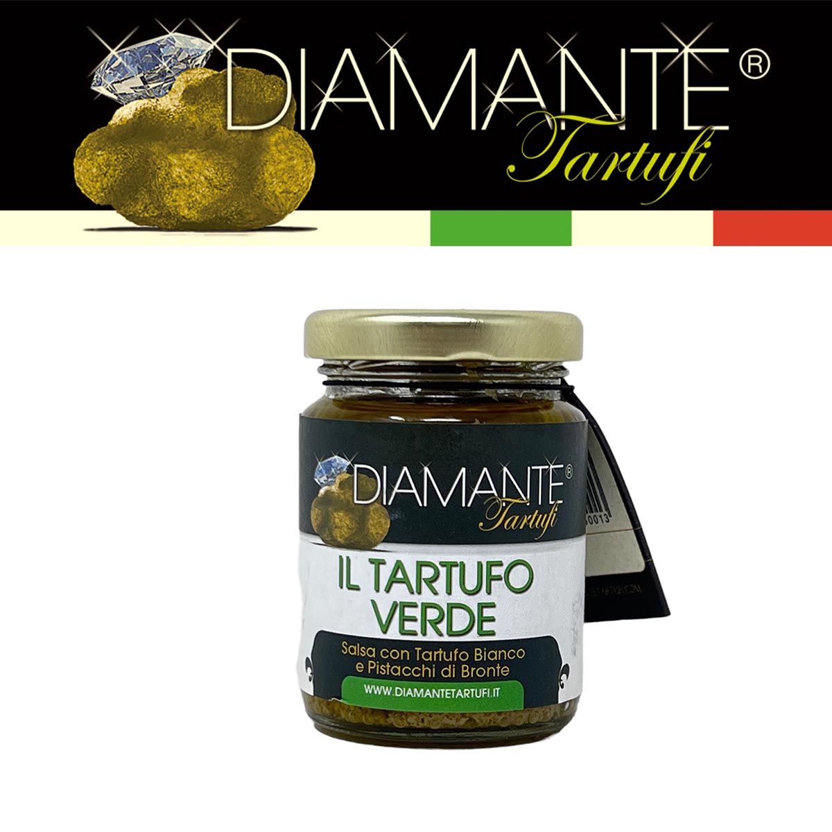 DIAMANTE TARTUFI il Tartufo Verde - Pistazien Pesto mit weißem Trüffel, 130g, exklusiver Gourmet-Genuss