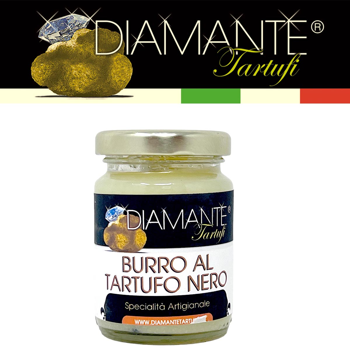 DIAMANTE TARTUFI: Italienische Butter mit Schwarzem Trüffel - Luxusgenuss