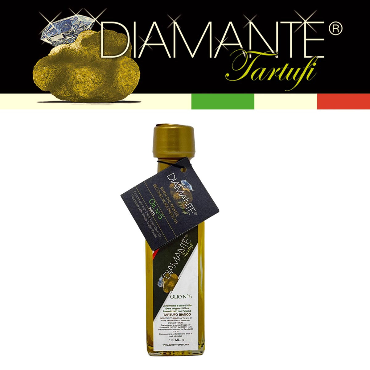 DIAMANTE TARTUFI Olivenöl mit Weißem Trüffel, 100ML - Exquisite Delikatesse