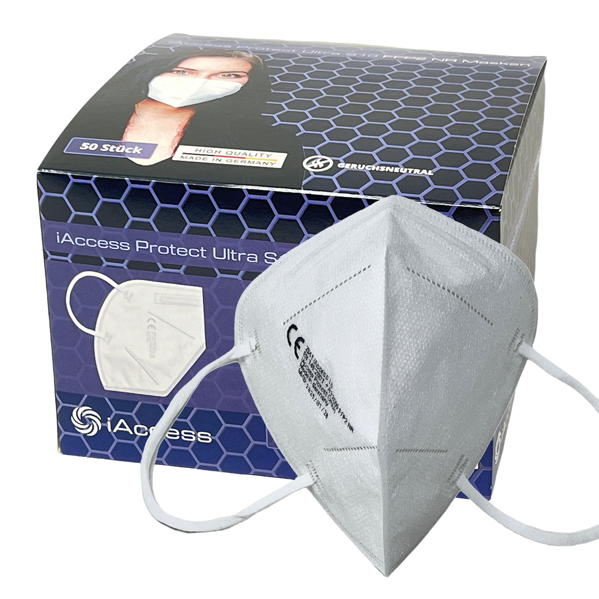 iAccess Protect Ultra S10 FFP2 NR Atemschutzmaske weiß 50 Stck. lose im Beutel Made in Germany
