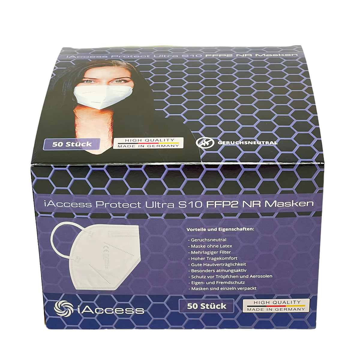 iAccess Protect Ultra S10 FFP2 NR Atemschutzmaske weiß 50 Stck. lose im Beutel Made in Germany