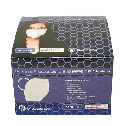 iAccess Protect Ultra S10 FFP2 NR Atemschutzmaske weiß 50 Stck. lose im Beutel Made in Germany