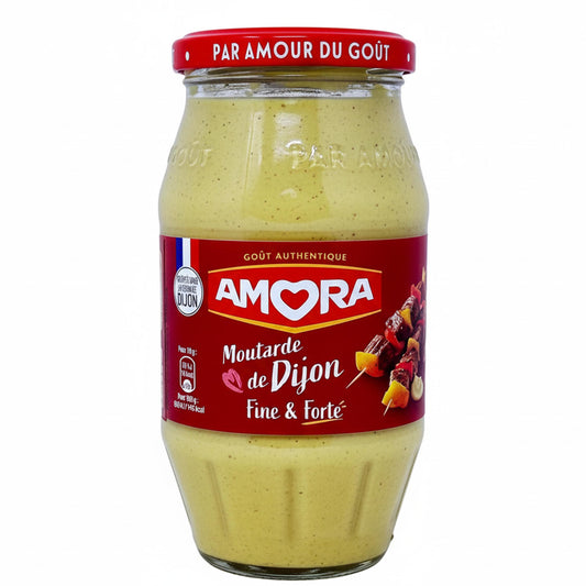 Amora Moutarde de Dijon Fine & Forte im 440g Glas – original französischer Dijon-Senf, fein und scharf, hergestellt in der Region Dijon für authentischen Geschmack.