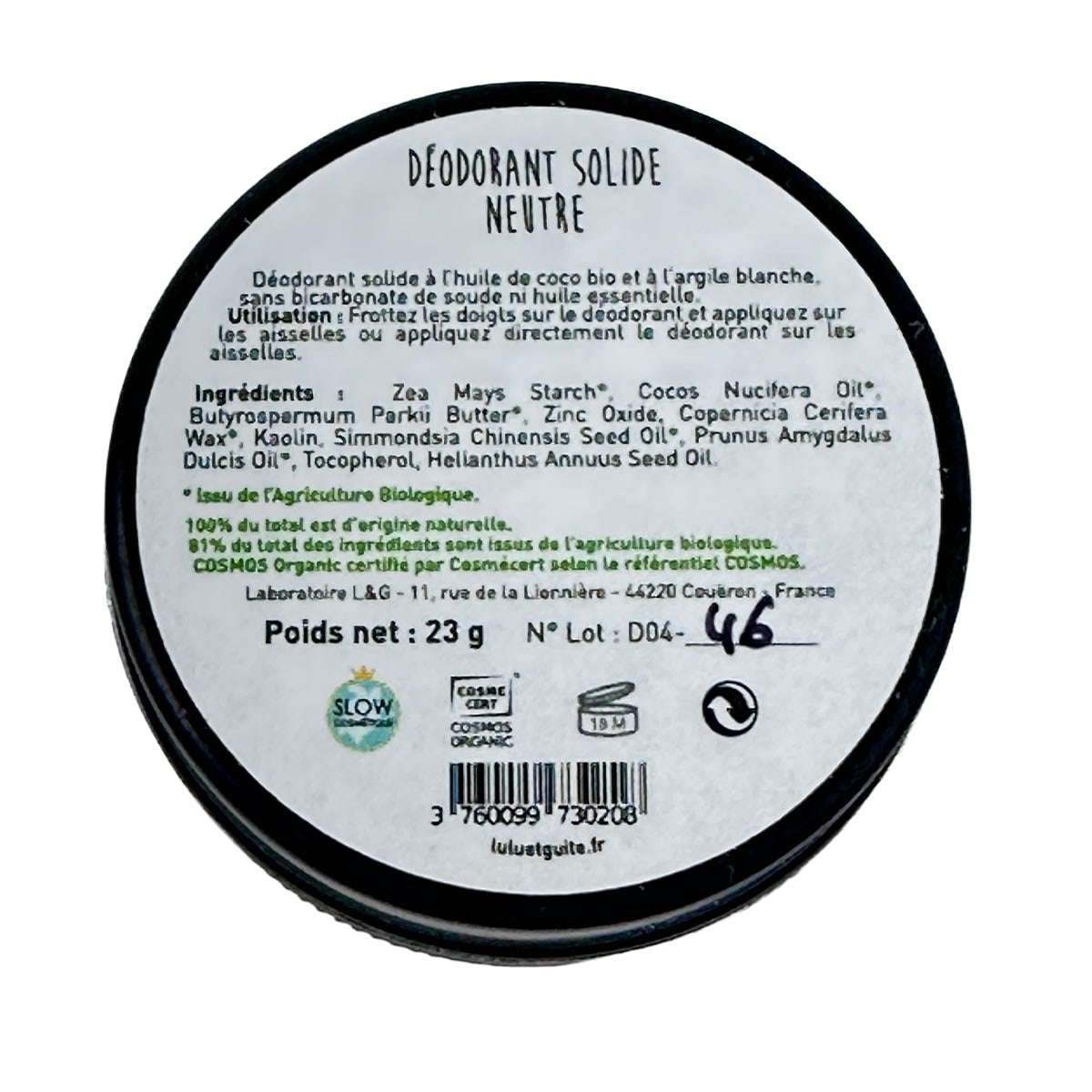 Laboratoire L&G Bio Festes Deo Ohne Ätherische Öle Deodorant 23 Gramm aus Frankreich