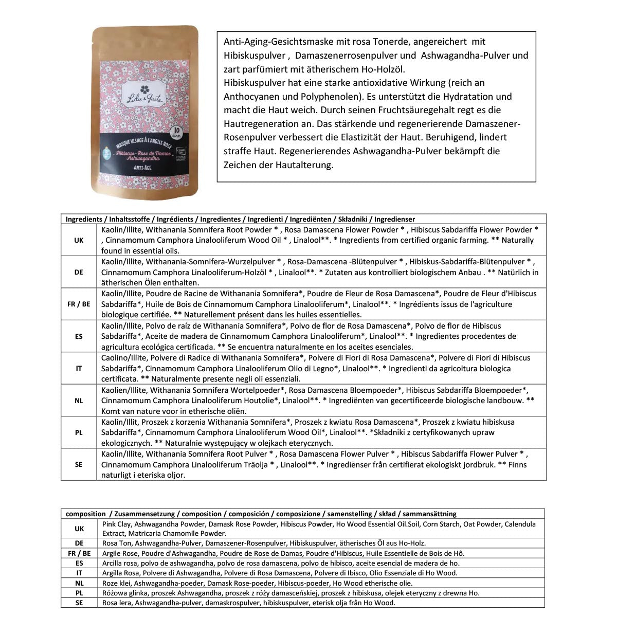 L&G Gesichtsmasken aus Frankreich: 10 Stk., verschiedene Tonerden aus Frankreich