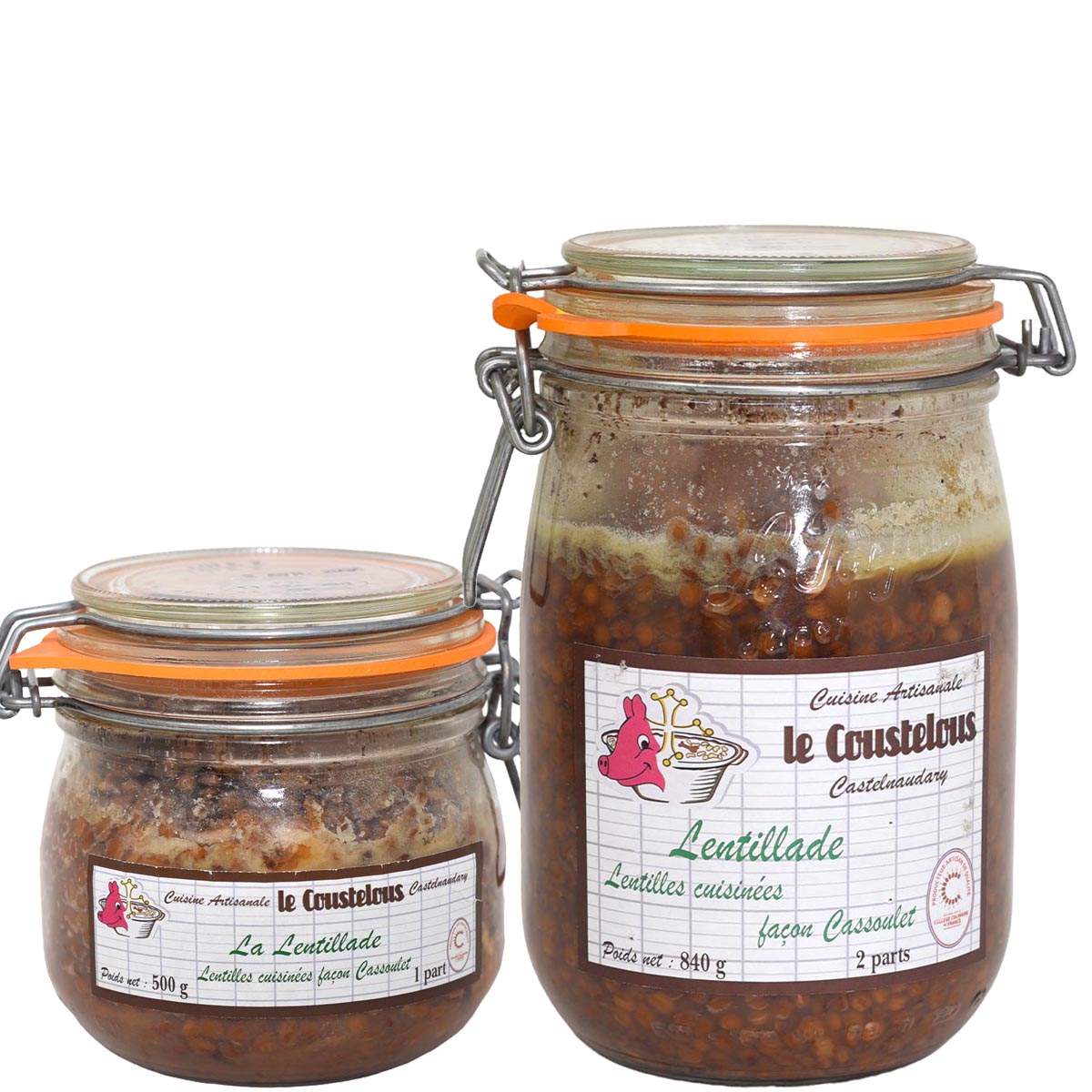Le Coustelous Lentillade Linsen mit Entenkeule und Wurst im Glas – Versch. Größen
