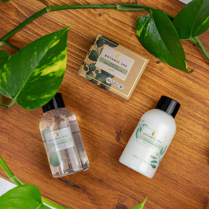BOTANIC SPA Badeset mit Holzeimer – Duschgel, Bodylotion & Seife im Geschenkset