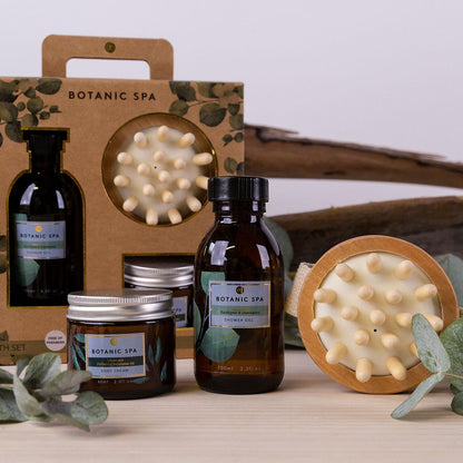 BOTANIC SPA Badeset – Duschgel, Körpercreme & Massagebürste, 3-teiliges Pflege-Set