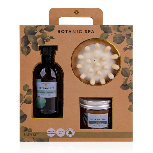 BOTANIC SPA Badeset – Duschgel, Körpercreme & Massagebürste, 3-teiliges Pflege-Set