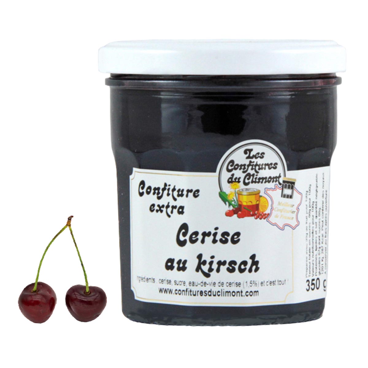 Les Confitures du Climont Kirsch Konfitüre extra mit Kirschwasser 350g – Handwerkliche Qualität