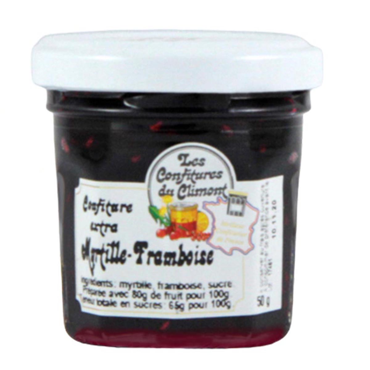 Les Confitures du Climont Heidelbeere-Himbeere Konfitüre extra 50g – Fruchtig & Aromatisch