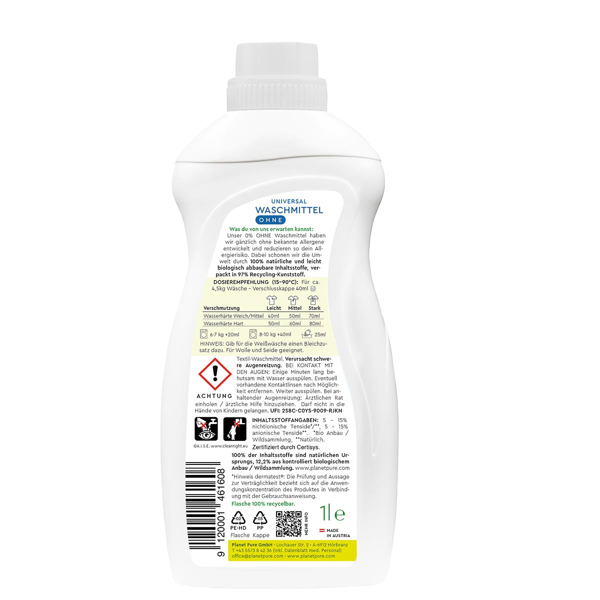 PLANET PURE Universal Waschmittel: Natürlich, Vegan, Hautschonend