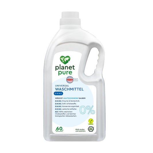 PLANET PURE Universal Waschmittel 60 WI 100 % natürlichen Inhaltsstoffe hautschonend