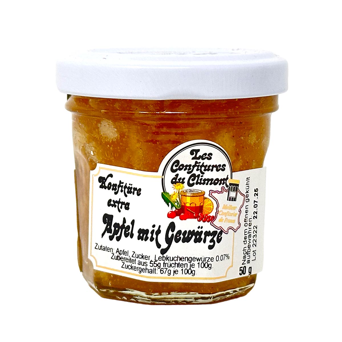 Les Confitures du Climont Apfel & Gewürze Konfitüre extra Pomme d'épices 50g