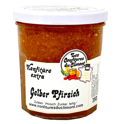 Les Confitures du Climont Gelber Pfirsich Konfitüre extra 350g handwerklich hergestellt