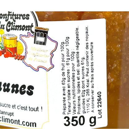 Les Confitures du Climont Gelber Pfirsich Konfitüre extra 350g handwerklich hergestellt