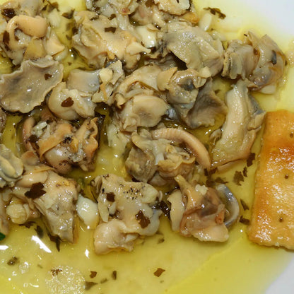Conservas La Receta Seemuschel mit Knoblauch in Olivenöl extra, aus Spanien