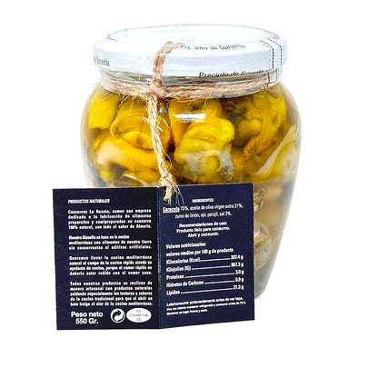 Conservas La Receta Seemuschel mit Knoblauch in Olivenöl extra, aus Spanien