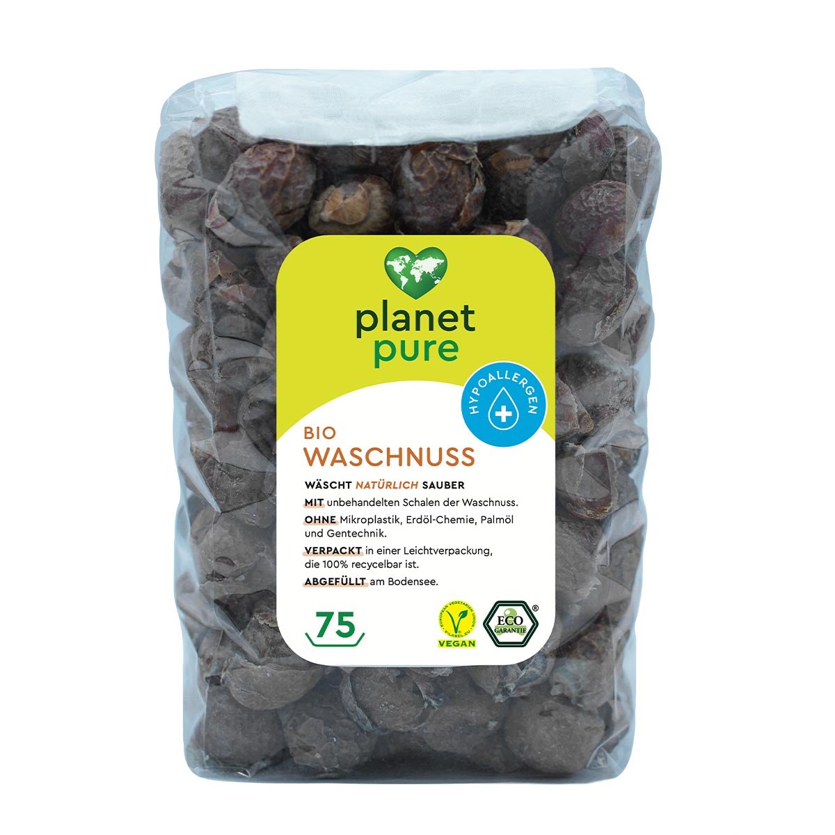 PLANET PURE Bio-Waschnuss  natürlich sauber unbehandelte Schale der Waschnuss 75 WL
