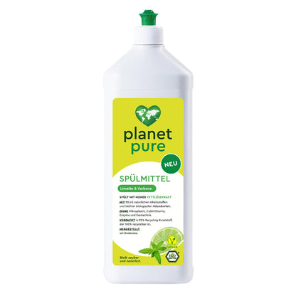 PLANET PURE Spülmittel Limette & Verbene spült mit Hoher Fettlösekraft 1000 ml