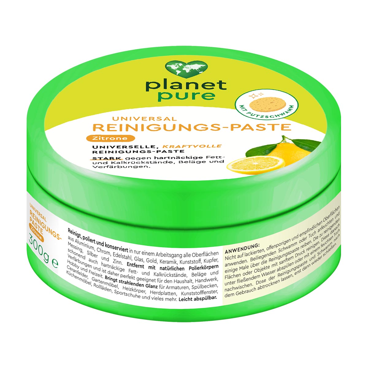PLANET PURE Universal Reinigungs-Paste Zitrone universell & kraftvoll 300 Gramm