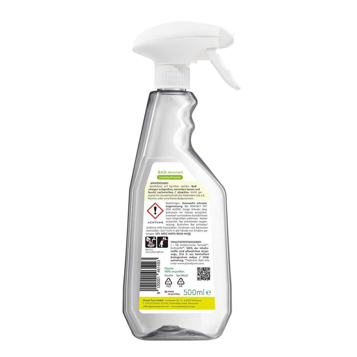 PLANET PURE Bad-Reiniger Limettenfrische Spray für ein hygienisch sauberes Bad