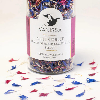 Vanissa Sternennacht - Essbare Blütenblätter: Kornblume im Glasbehälter