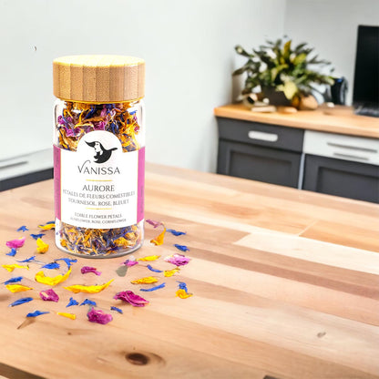 Vanissa Morgenröte - Essbare Blütenblätter: Rose, Kornblume, Sonnenblume