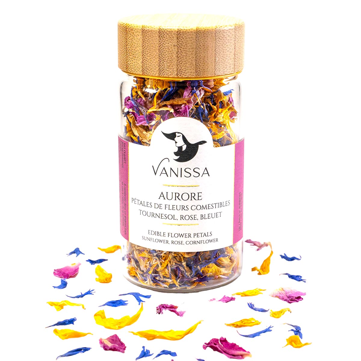 Vanissa Morgenröte - Essbare Blütenblätter: Rose, Kornblume, Sonnenblume