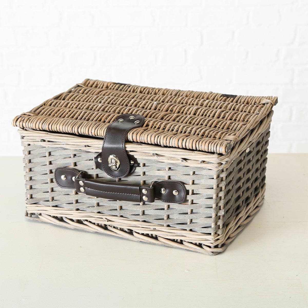 FeineHeimat Picknickkorb "Ariege" 14 teilig aus Weide (Salix) mit Drehverschluß