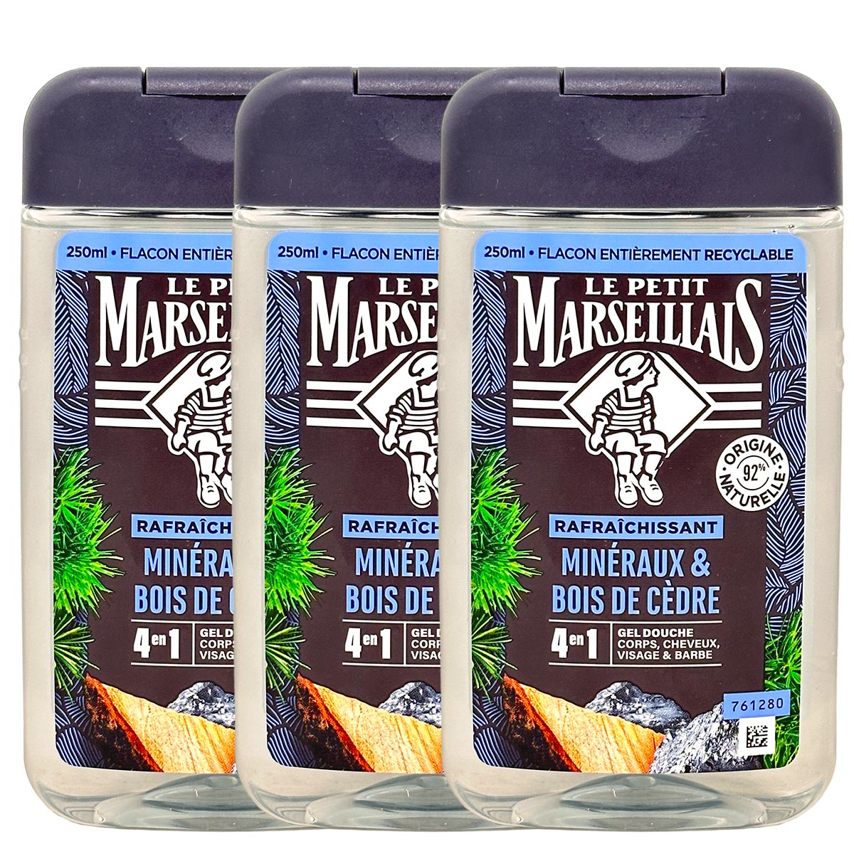 Le Petit Marseillais Duschgel mit Zedernholz und Mineralien 3 x 250 ml