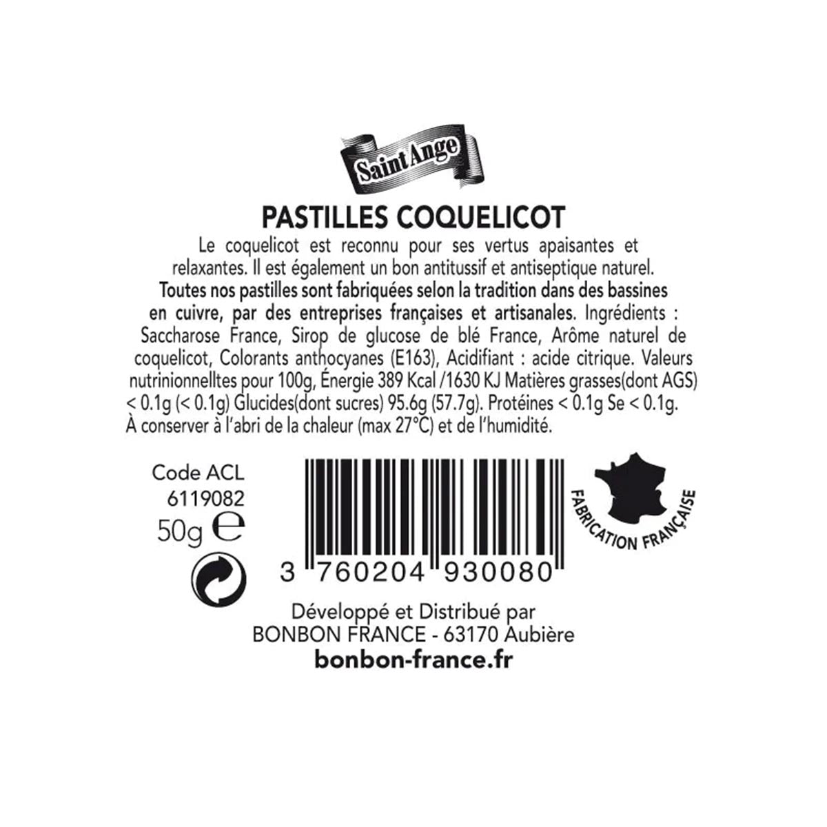 Saint-Ange Pastilles De Coquelicot - Mohn Pastillen aus Frankreich 50g