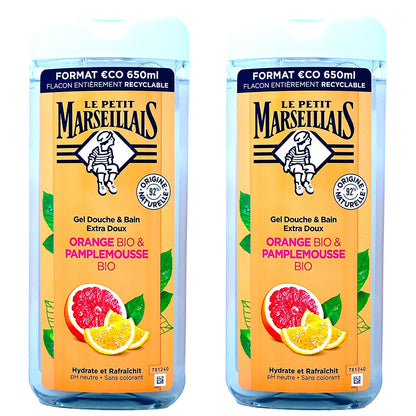 Le Petit Marseillais Duschgel und Badezusatz mit Orangen und Grapefruit 2 x 650ml