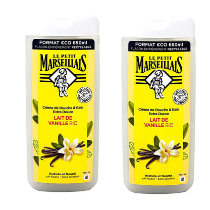 Le Petit Marseillais Duschgel und Badezusatz mit Vanille Milch 2 x 650ml