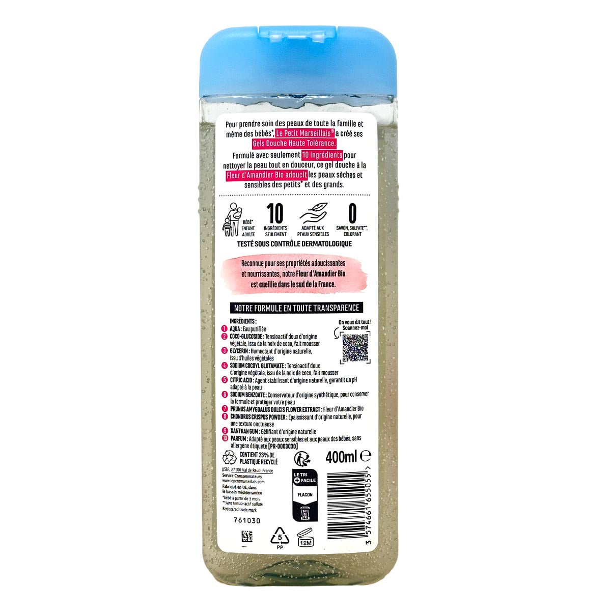 Le Petit Marseillais Duschgel Hohe Verträglichkeit mit Mandelblüte Bio 400 ml