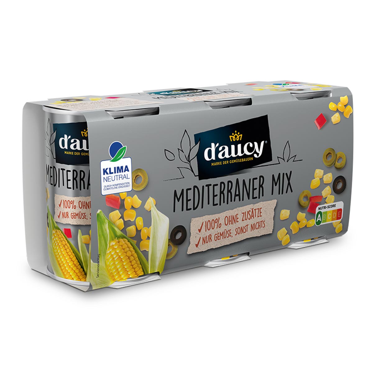 d'aucy Mediterraner Mix - 100% ohne Salz und Zuckerzusatz, klimaneutral, 3 x 110 Gr.