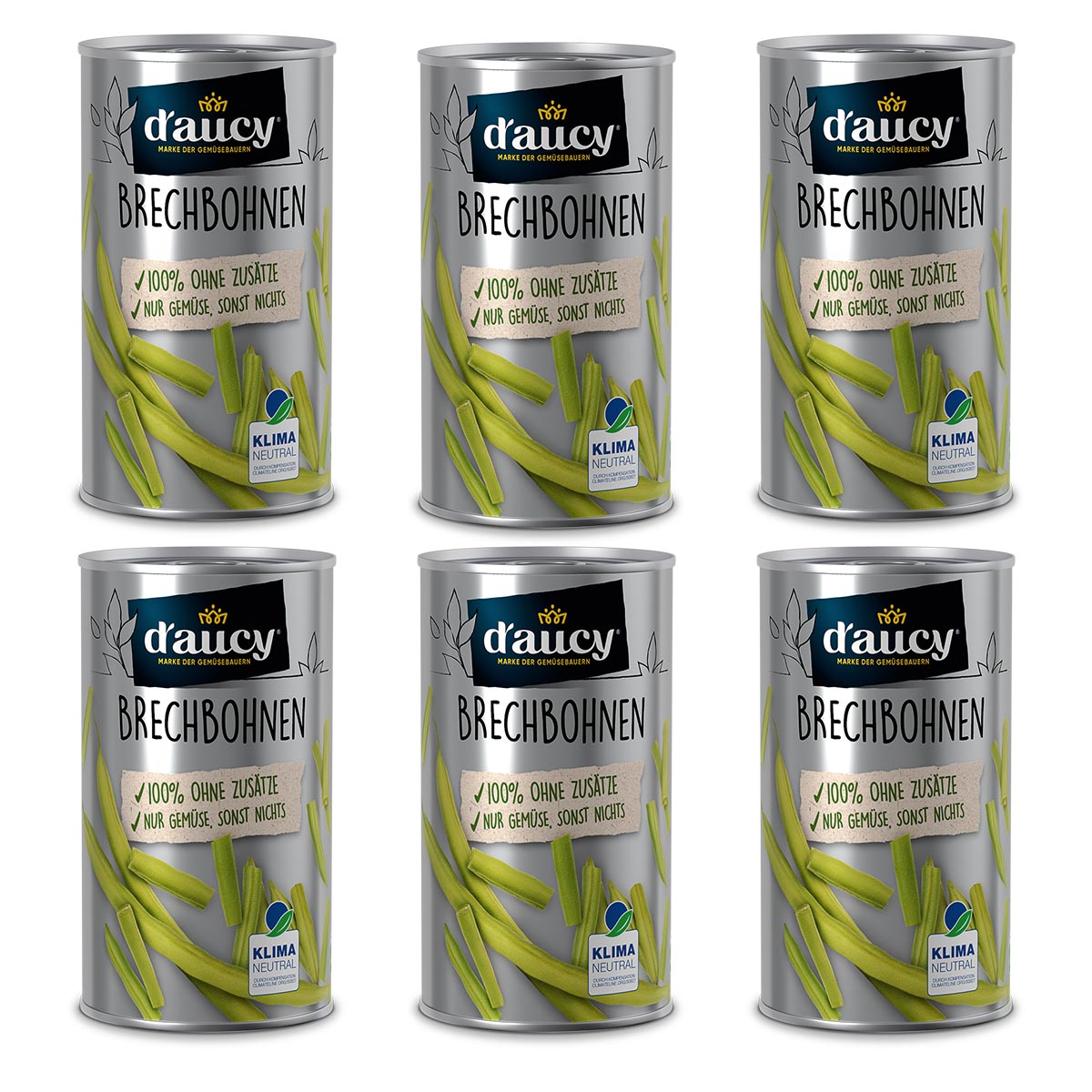 d'aucy Brechbohnen - 100% ohne Salz und Zuckerzusatz, klimaneutral, 250 Gramm Dose
