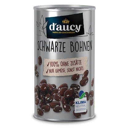 d'aucy Schwarze Bohnen - 100% ohne Salz und Zuckerzusatz,  klimaneutral, 285 Gramm