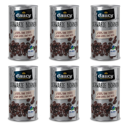 d'aucy Schwarze Bohnen - 100% ohne Salz und Zuckerzusatz,  klimaneutral, 285 Gramm