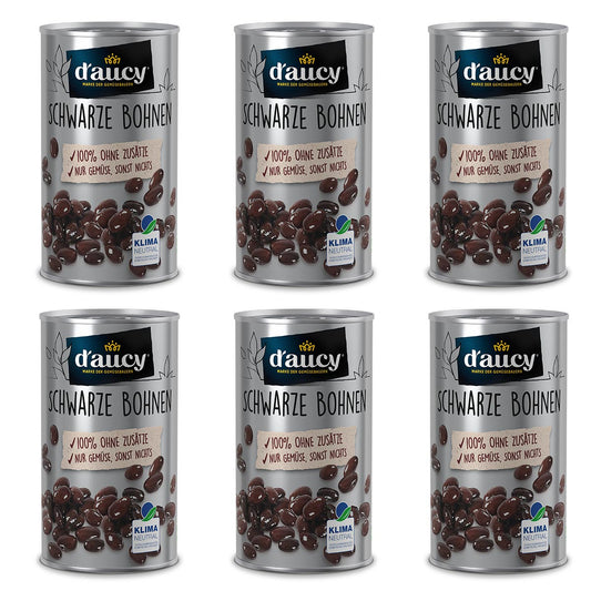 d'aucy Schwarze Bohnen - 100% ohne Salz und Zuckerzusatz,  klimaneutral, 285 Gramm