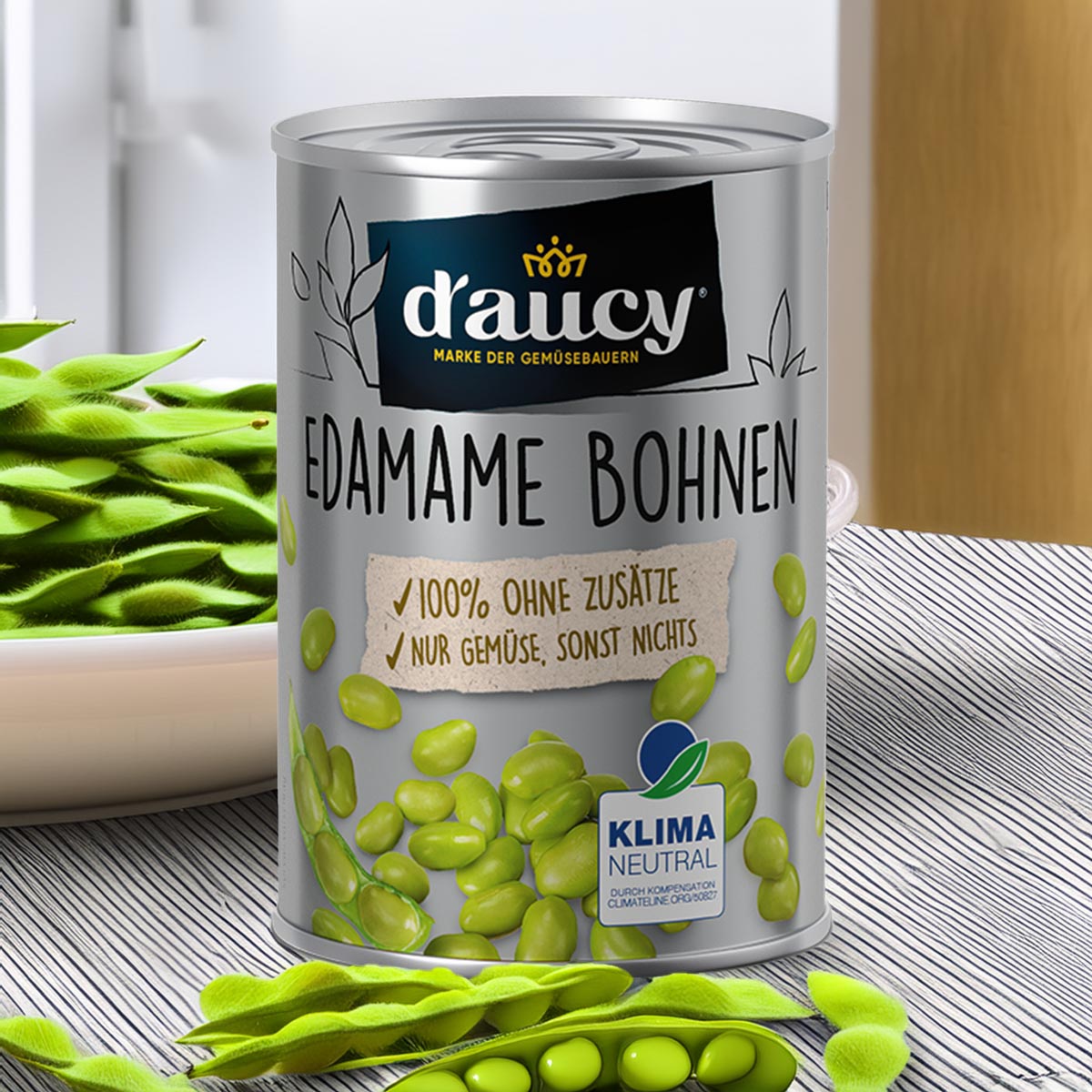 d'aucy Edamame Bohnen – 100% ohne Salz/Zuckerzusatz, 12 x 110g Dose