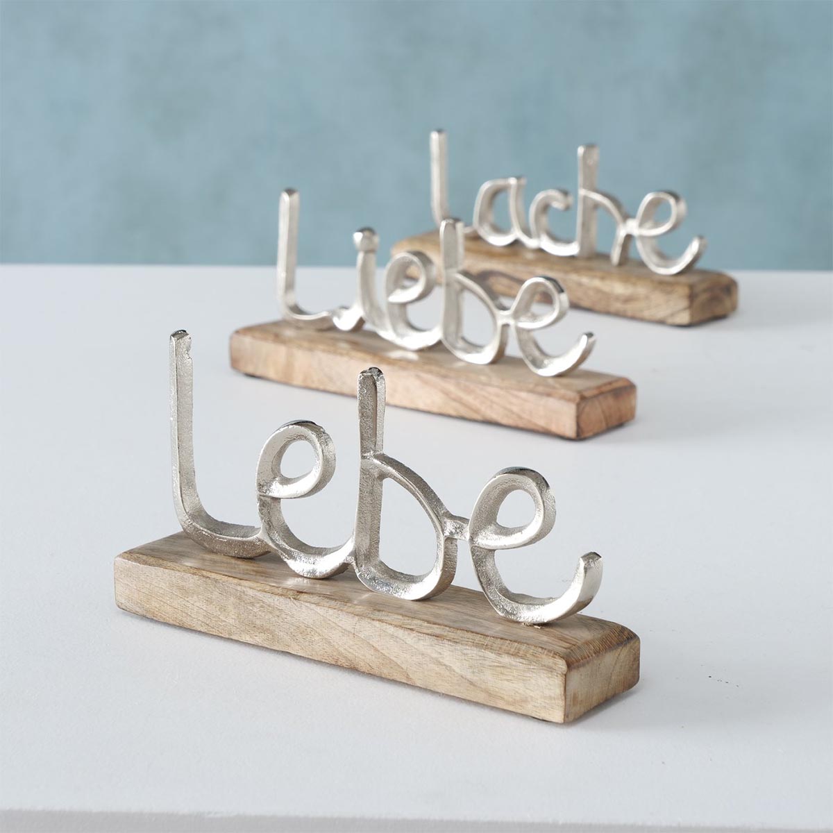 FeineHeimat Deko Schriftzug Jillien lebe-liebe-lache. Handgearbeitet, 3 tlg.